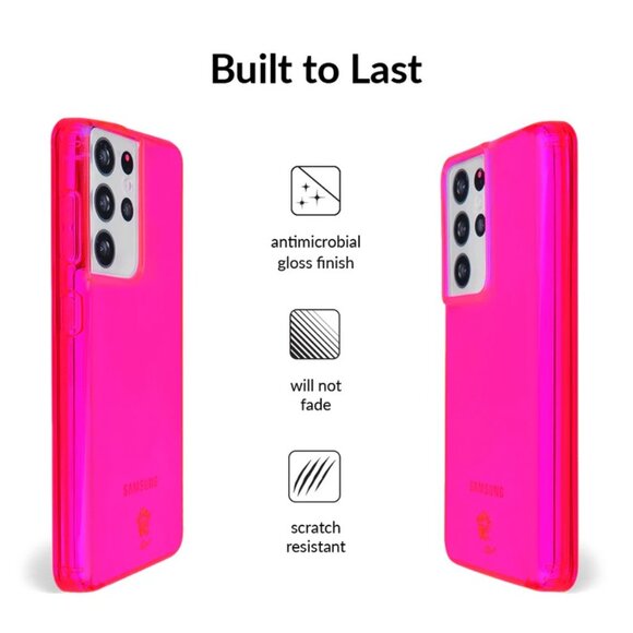 Neon Pink Clear Samsung Galaxy S21 Ultra Case - Picture 7 of 8